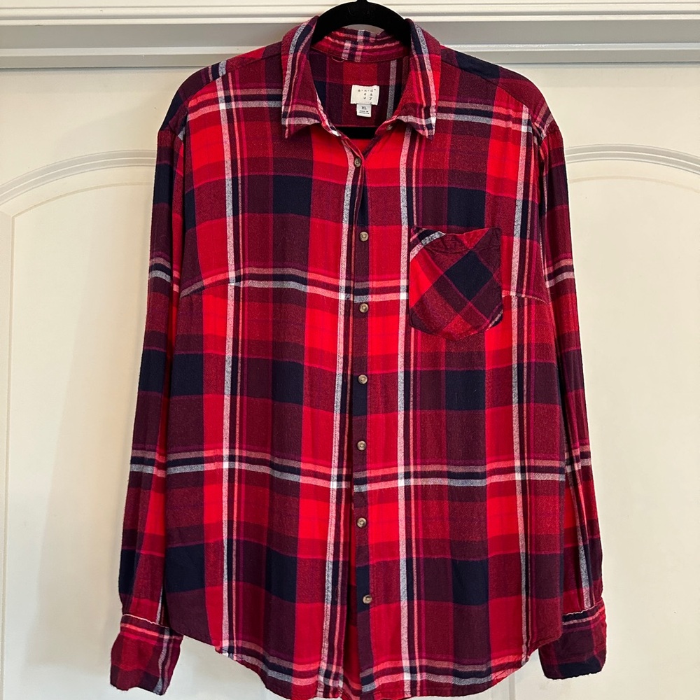 Red and Navy Plaid Women’s Shirt